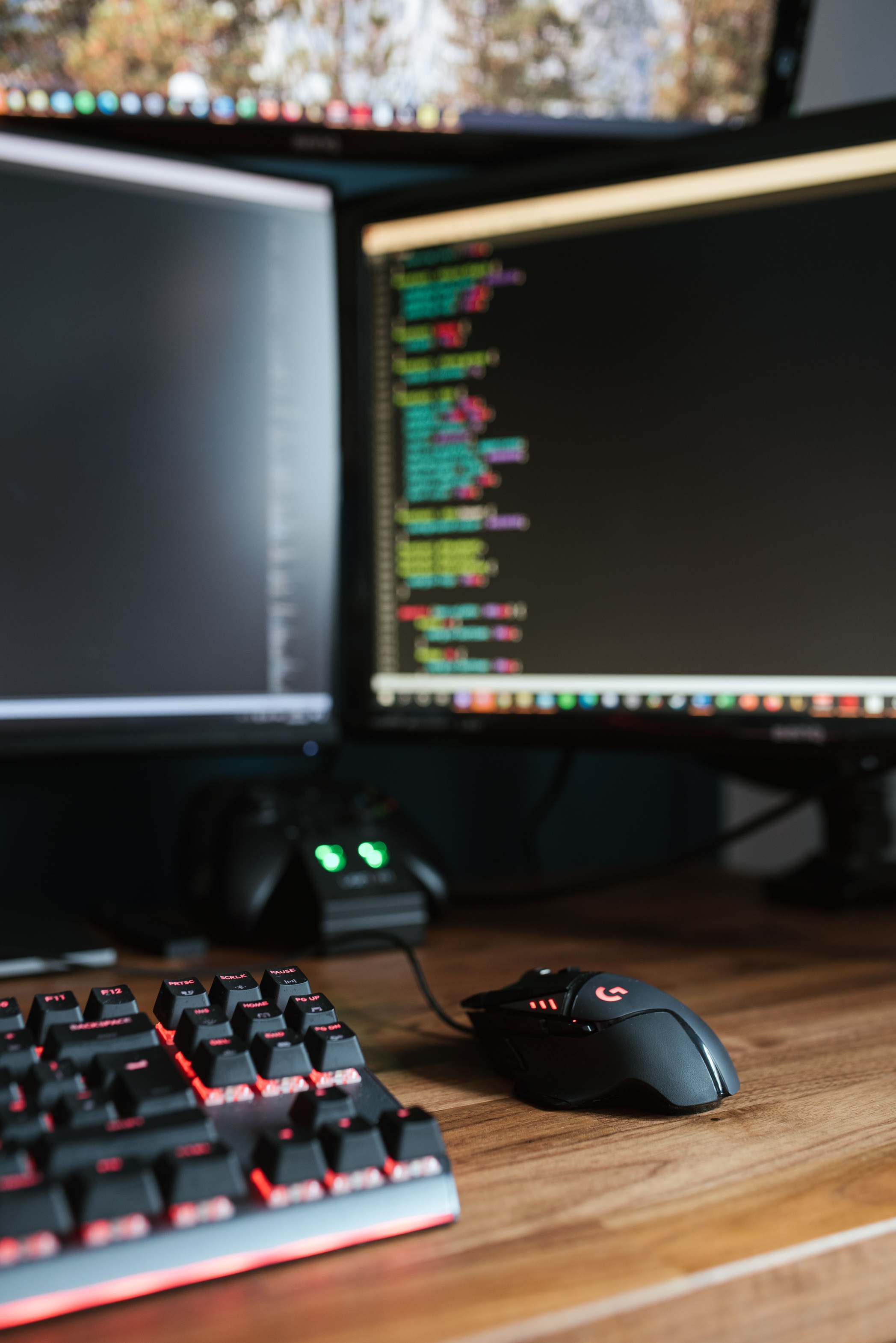 Close view of keyboard and screen showing code
